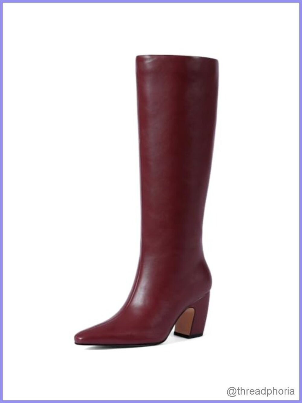 Women's Knee High Boots Square Toe Faux Leather Chunky Heeled Tall Riding Boots